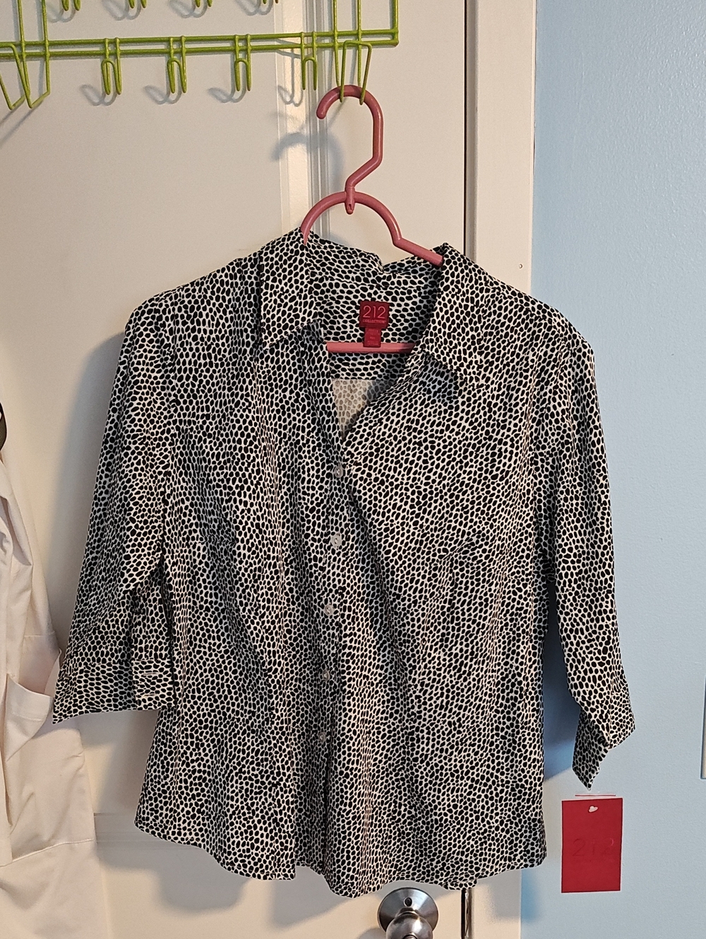 Black and White Spot-Print Button-Down Shirt